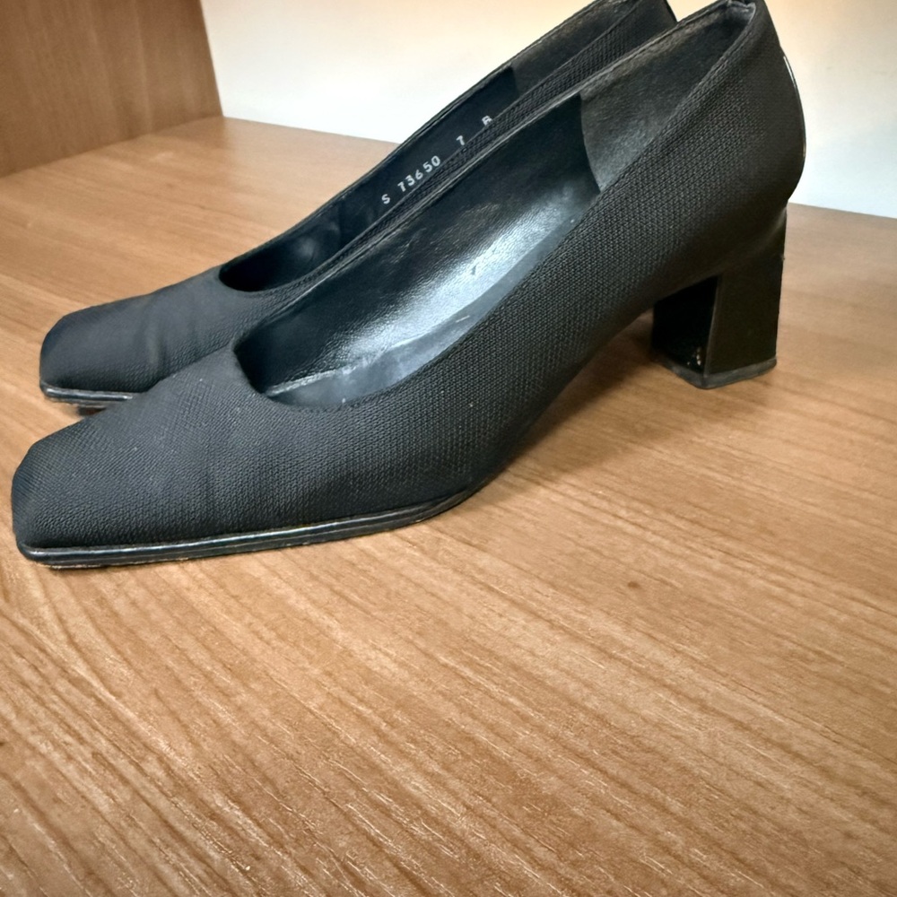 Stuart Weitzman Black Square Toe Block Heel Pumps Size 7